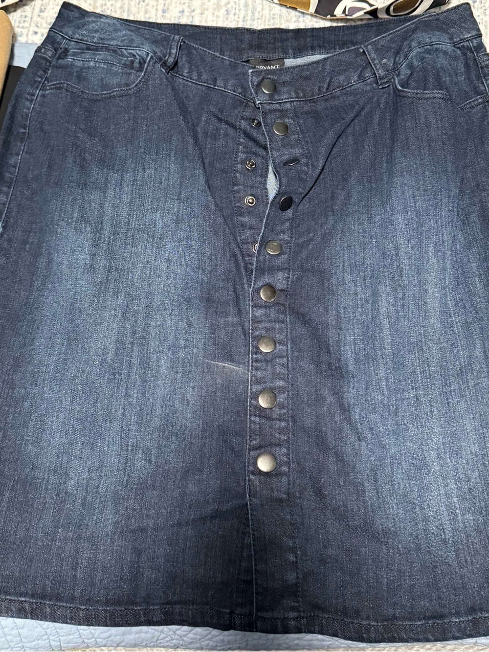 Lane Bryant Dark Blue Button-Front Denim Skirt